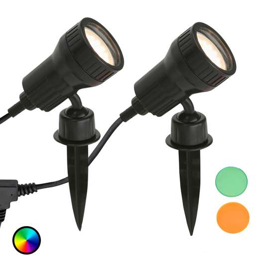 2-pack – LED-markspettslampa Terra med färgfilter