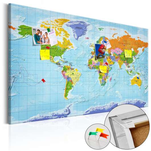 Anslagstavla i kork - World Map: Countries Flags - 120x80