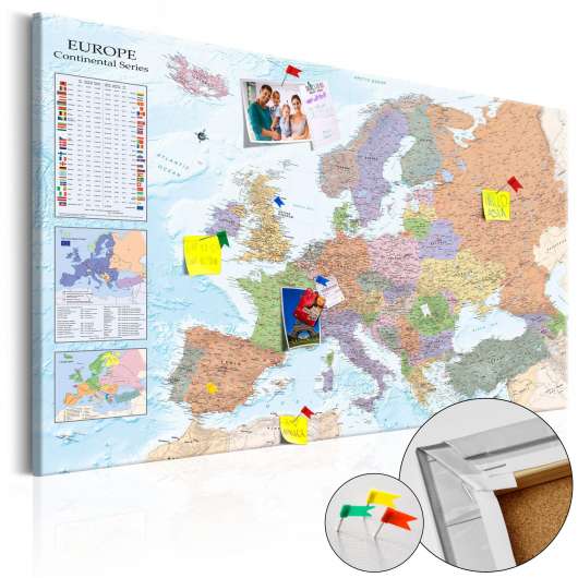 Anslagstavla i kork - World Maps: Europe - 120x80