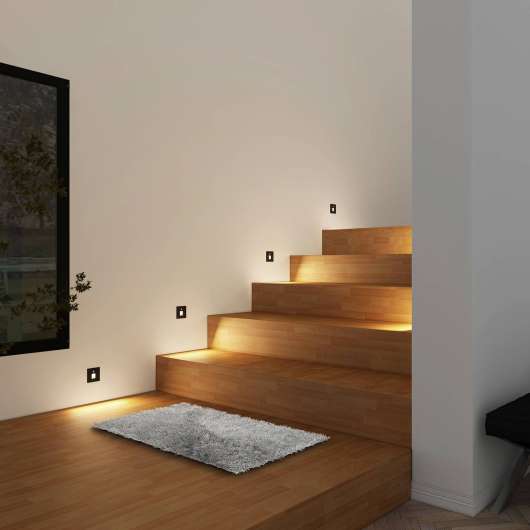 Arcchio Neru LED-inbyggnadslampa, kantig svart