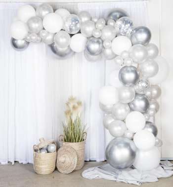 Balloon arch kit - ballongbåge silver/krom