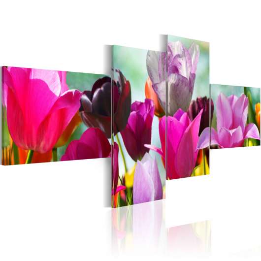 Canvas Tavla - Charming red tulips - 200x90