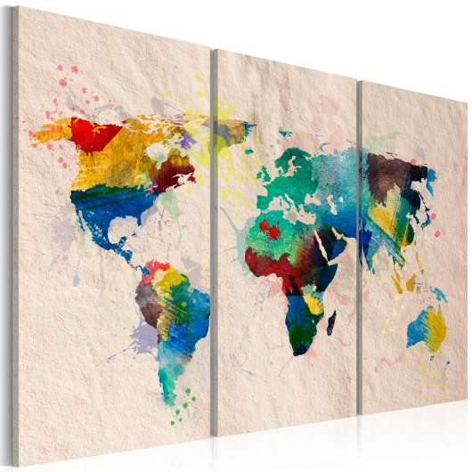 Canvas Tavla - Den värld av färger - triptyk - 120x80