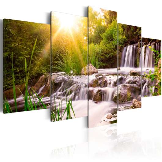 Canvas Tavla - Forest Waterfall - 200x100