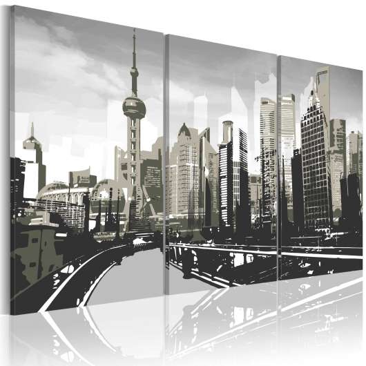 Canvas Tavla - Grey Shanghai - 120x80
