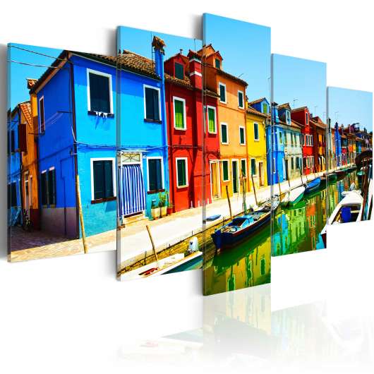 Canvas Tavla - Houses in the colors of the rainbow - 100x50