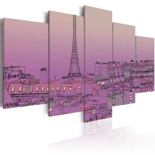 Canvas Tavla - Lavender sunrise over Paris - 200x100