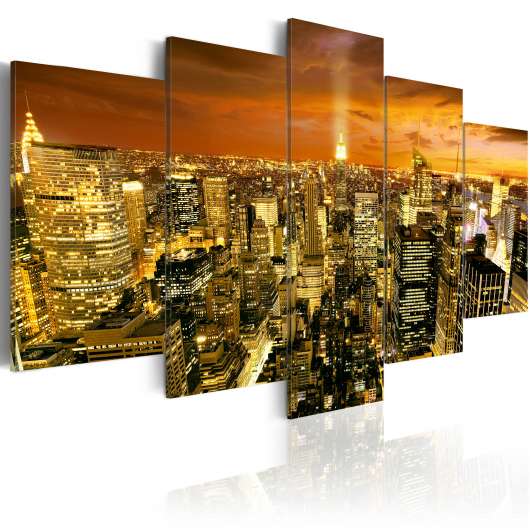 Canvas Tavla - New York: amber - 200x100