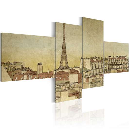 Canvas Tavla - Parisian chic in retro style - 200x90