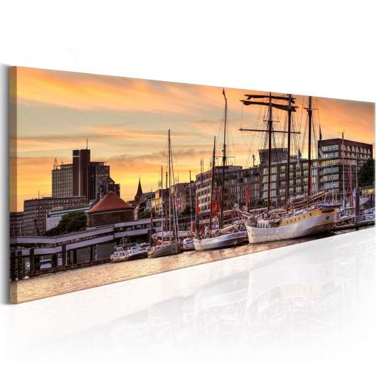 Canvas Tavla - Port in Hamburg - 120x40