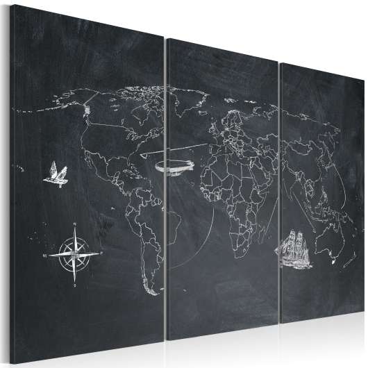 Canvas Tavla - Resa runt världen - triptyken - 120x80