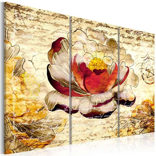 Canvas Tavla - Retro flower - 90x60