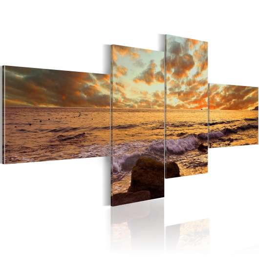 Canvas Tavla - Solnedgång över havet - 100x45