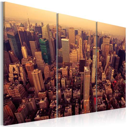 Canvas Tavla - Solnedgång över New York - 60x40