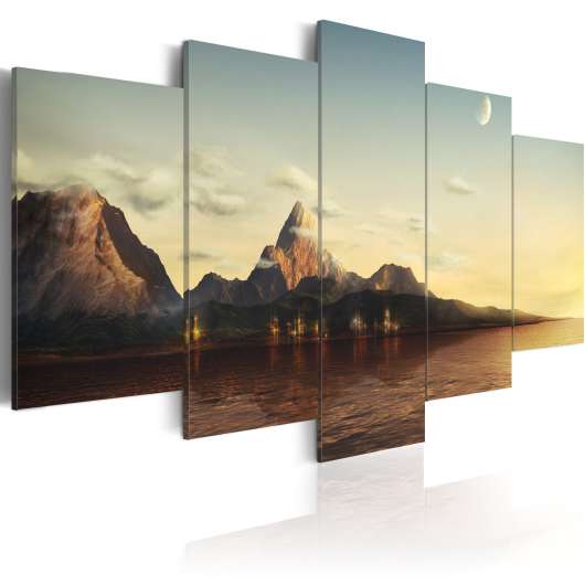 Canvas Tavla - Sunrise i bergen - 200x100