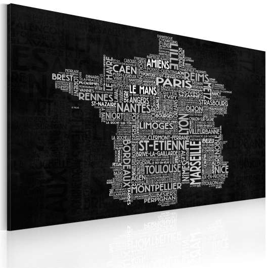 Canvas Tavla - Text map of France on the blackboard - 120x80