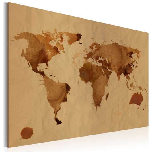 Canvas Tavla - Världen målad med kaffe - 90x60