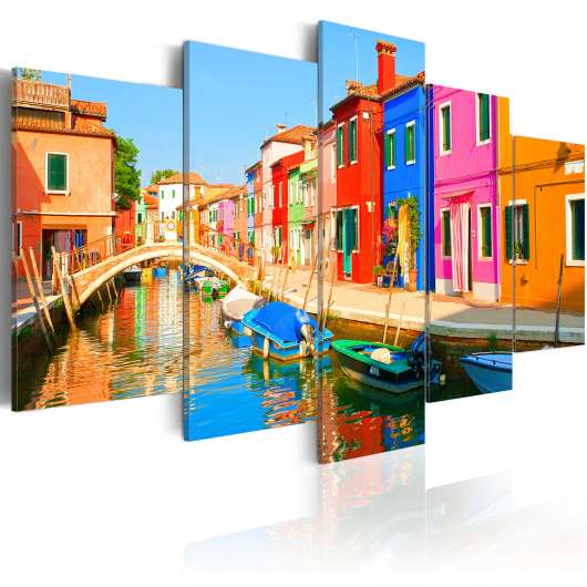 Canvas Tavla - Waterfront in rainbow colors - 200x100