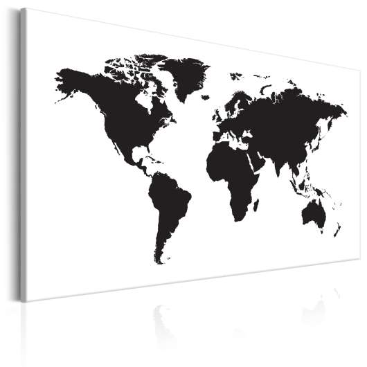 Canvas Tavla - World Map: Black & White Elegance - 120x80
