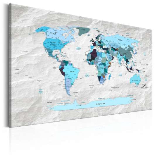 Canvas Tavla - World Map: Blue Pilgrimages - 120x80