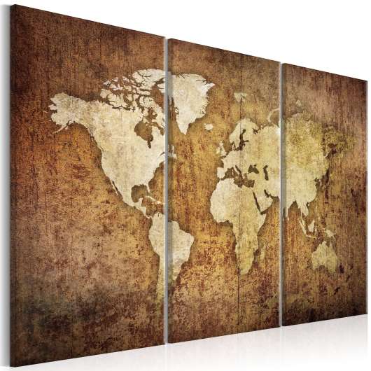 Canvas Tavla - World Map: Brown Texture - 120x80