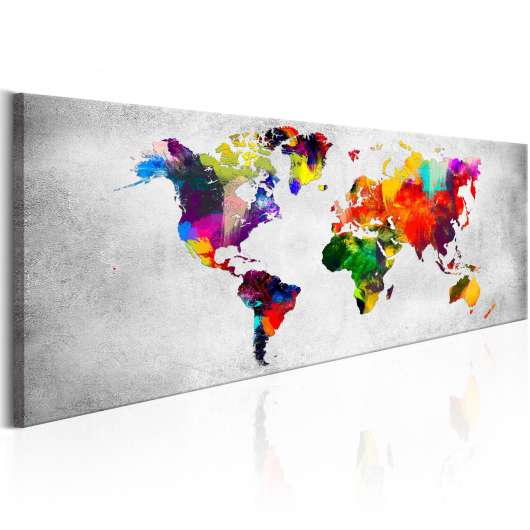 Canvas Tavla - World Map: Coloured Revolution - 135x45