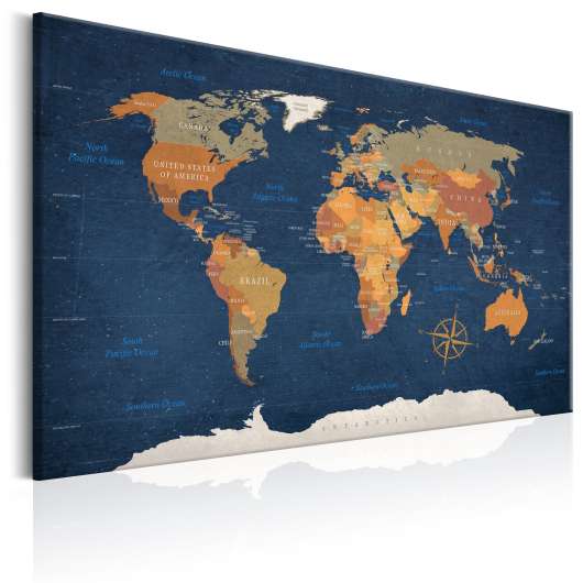 Canvas Tavla - World Map: Ink Oceans - 120x80