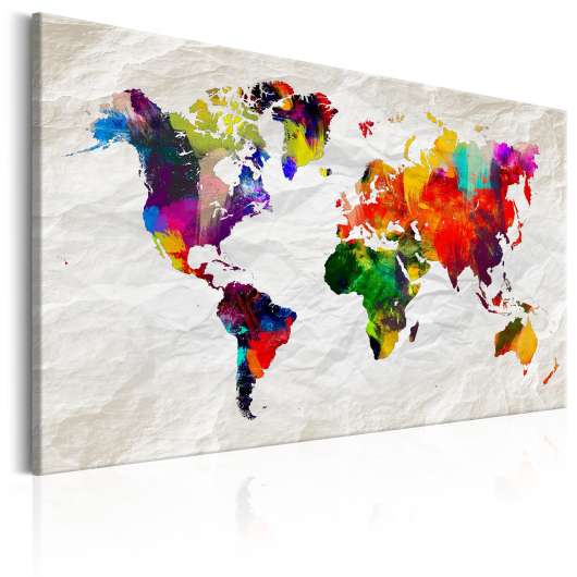 Canvas Tavla - World Map: Rainbow Madness - 120x80