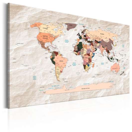 Canvas Tavla - World Map: Stony Oceans - 120x80