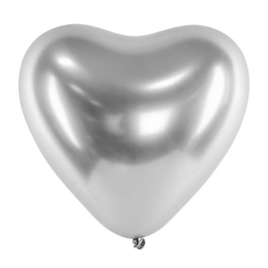 Chromeballonger - 50-pack - Hjärta - Silver