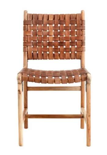 Dinner Chair Weaving, Brown Leather/Wood