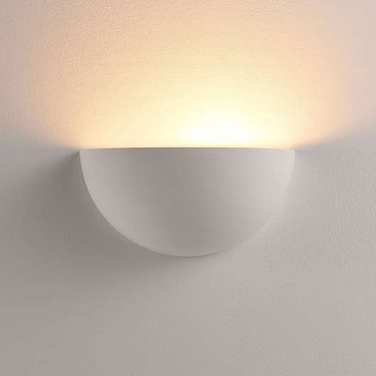 Halvrund LED-vägg-uplight Narin av gips, vit