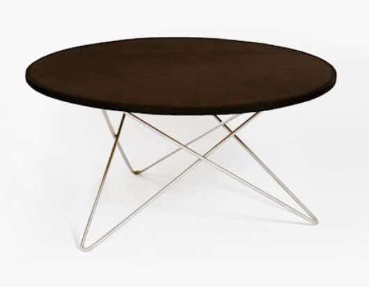 O-table leather soffbord – Mocca/stainless