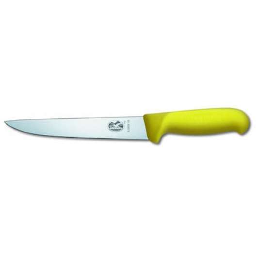 Styckningskniv, gul Fibrox, med rak knivrygg